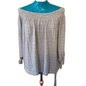 Lucky Brand Off the Shoulder Striped Women Top Size L